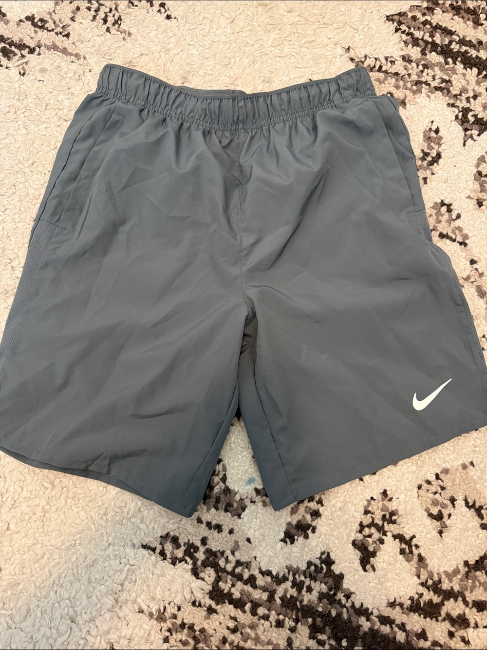 Nike Men's Dark Gray Athletic Shorts with White Swoosh